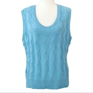 Talbots Woman Carolina Blue Argyle Sleeveless Sweater